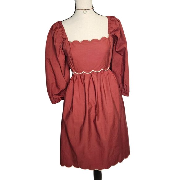 Anthropologie Cottagecore Boho Babydoll Puff Sleeve Red NWT‎ Wedding Prom Med - Picture 3 of 10